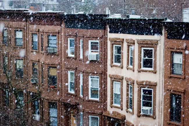 Brooklyn Brownstones in the first snow.