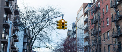 Traffic light in Brooklyn, New York - stock photo