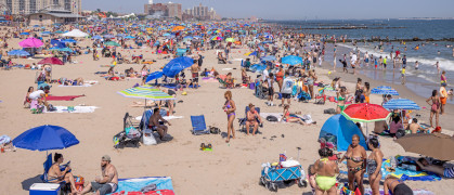 Crowded beach at Coney Island