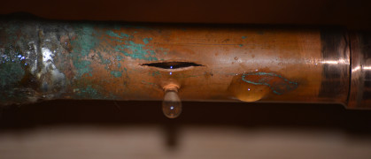 dripping copper pipe
