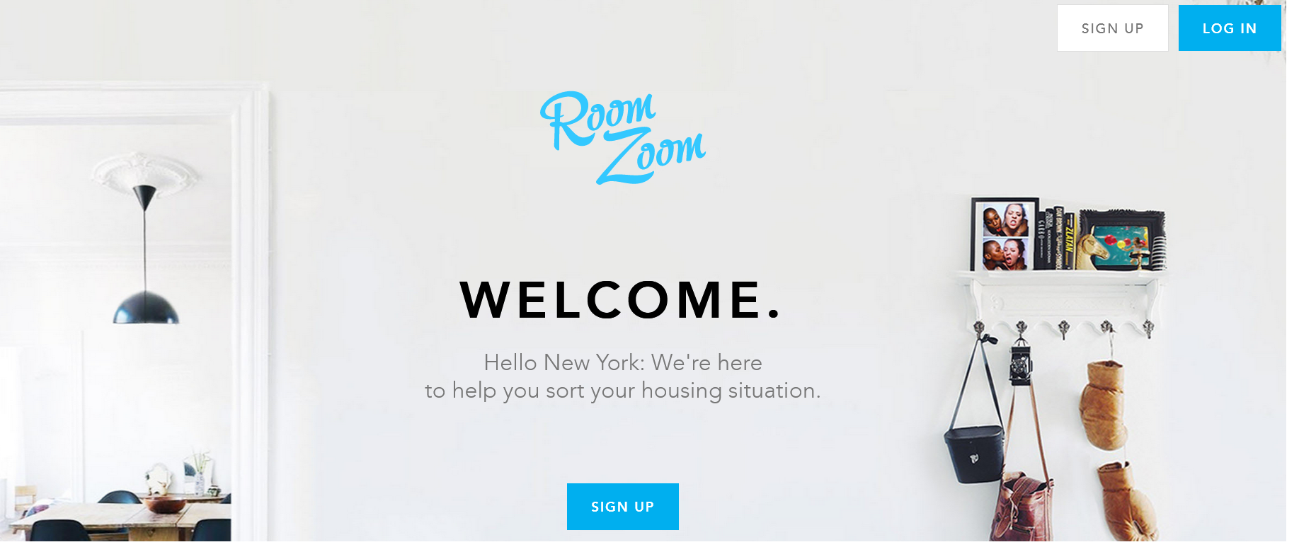 Image of RoomZoom's homepage for finding NYC roommates