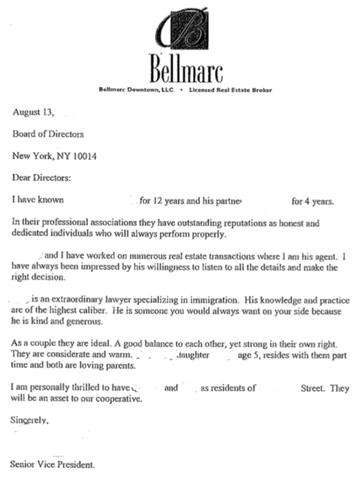 Example of personal recommendation co-op letter