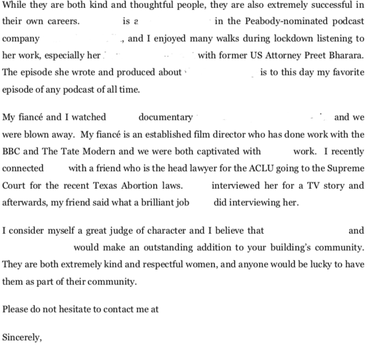 Third example of co-op recommendation letter continued