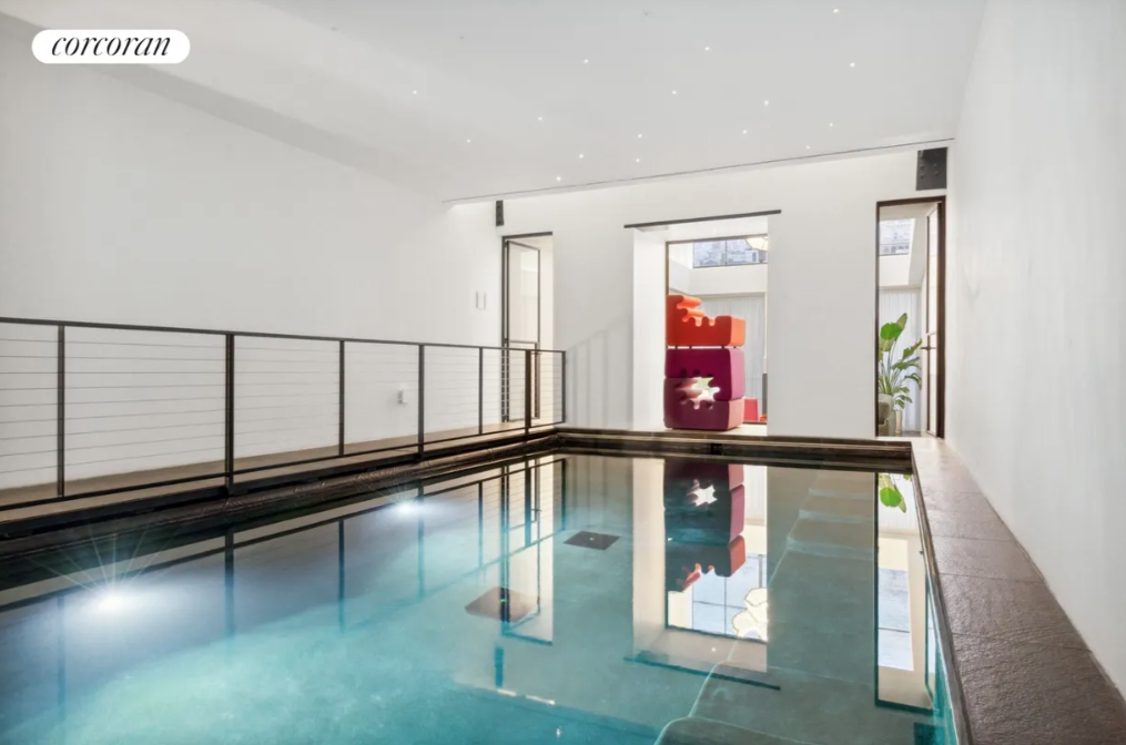 The swimming pool on the garden level of 23 Cornelia St. The swimming pool on the garden level of 23 Cornelia St.