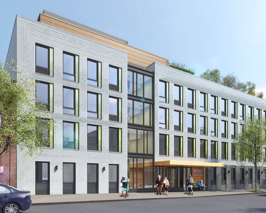 A rendering of the four-story grey building at 811 Lexington Avenue in Bedford-Stuyvesant, Brooklyn.