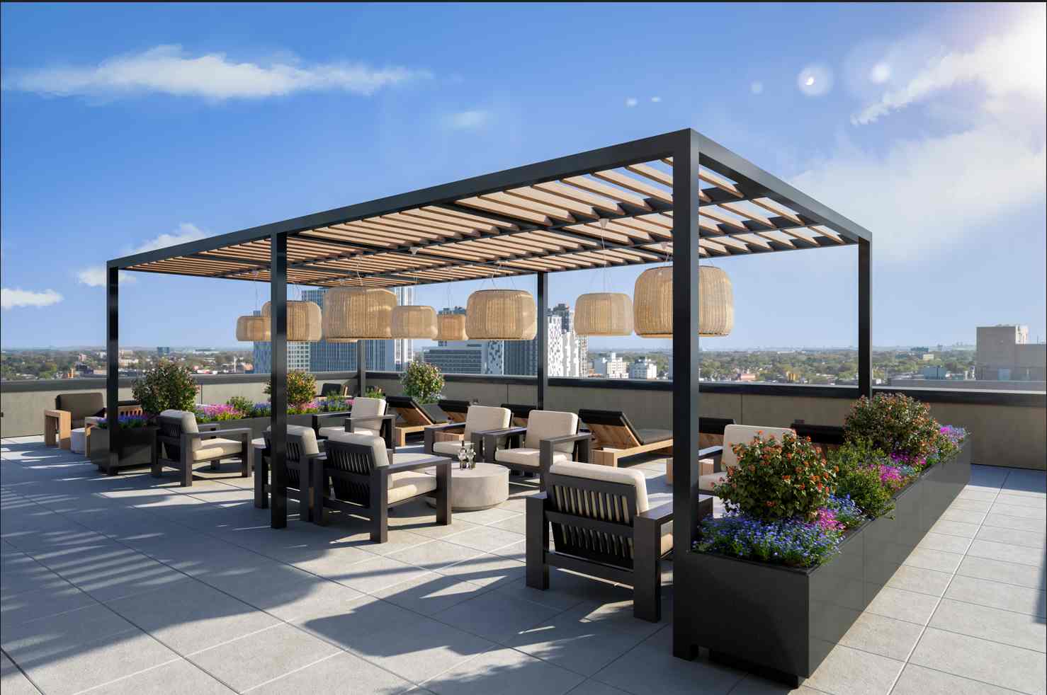 A rendering of the rooftop terrace at 153-10 88th Avenue in Jamaica, Queens. A rendering of the rooftop terrace at 153-10 88th Avenue in Jamaica, Queens.