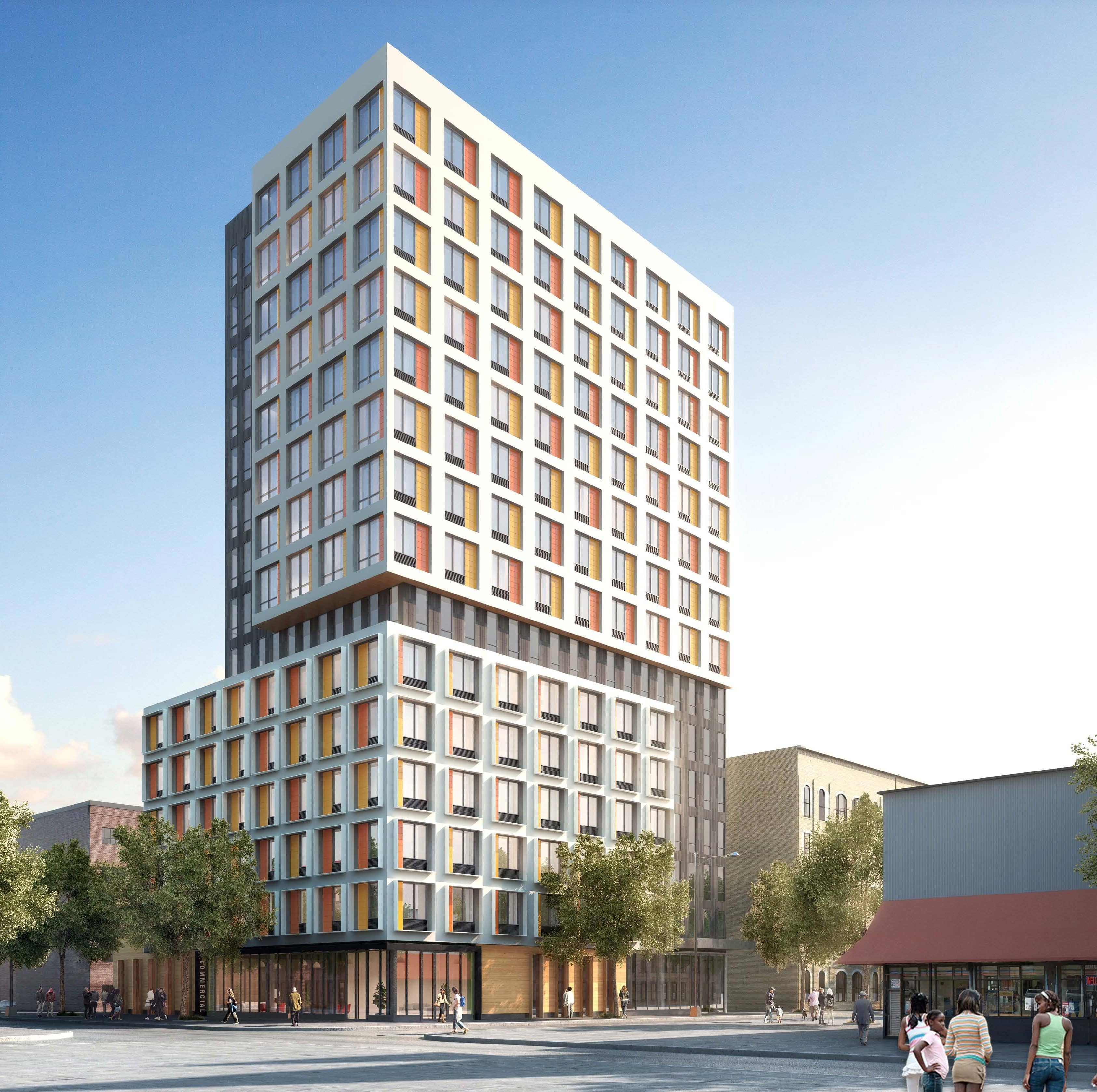 A rendering of the 15-story development in Mott Haven, the Betances family apartments.