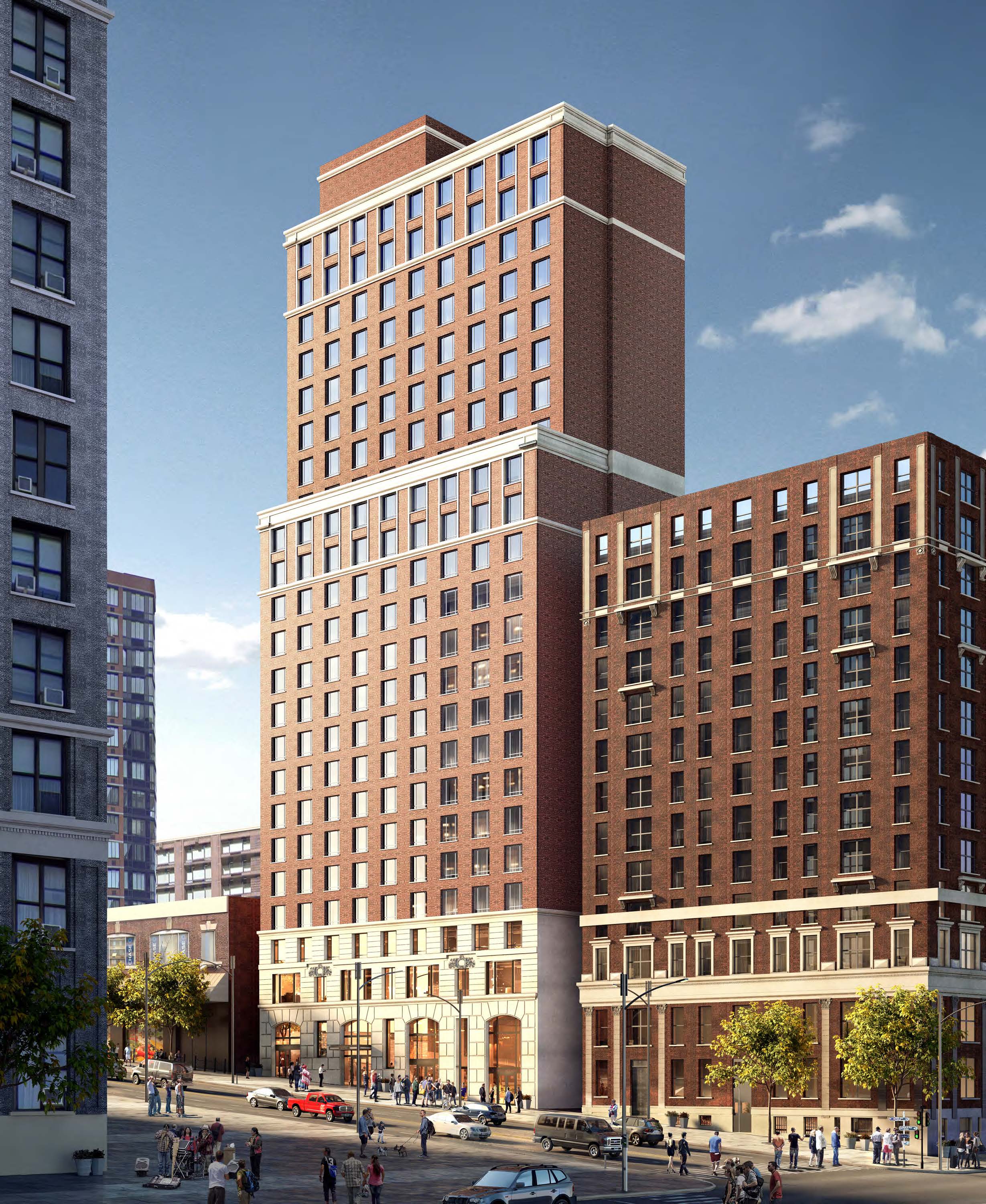 A rendering of the 23-story building at 266 West 96th Street.