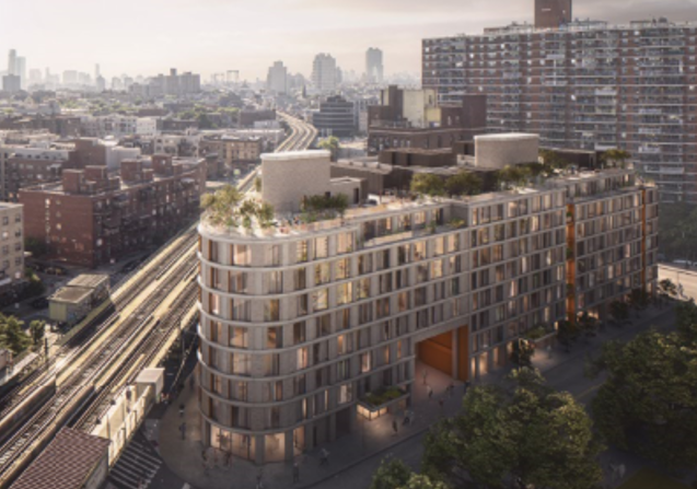 A rendering of the 270-unit building at 255 Lorimer.