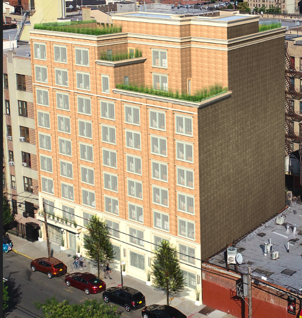 A rendering of the nine-story building at 1182 Woodycrest Ave. in the Highbridge neighborhood of The Bronx.