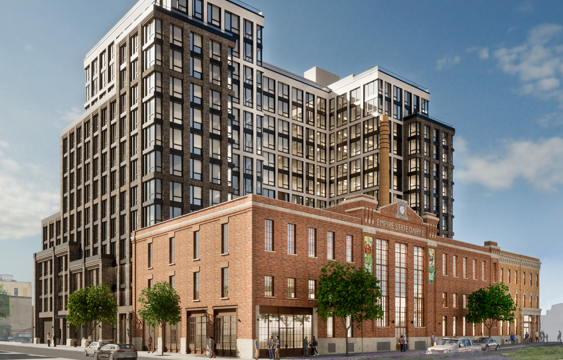 A rendering of the development attached to the historic Empire Street Dairy building.