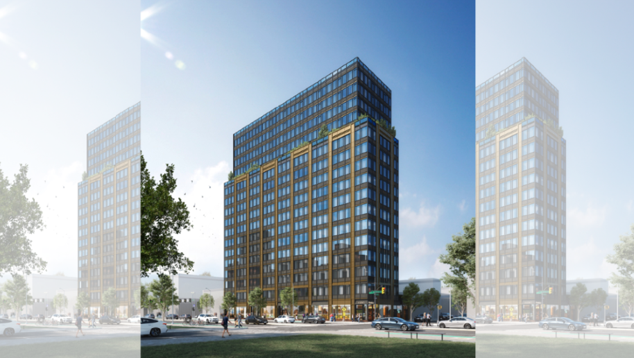 A rendering of the 17-story building in Gowanus, Brooklyn.