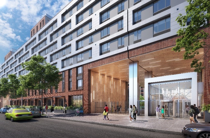 The Cypress Hills building is one of three connected affordable housing developments on Euclid Avenue.  The Cypress Hills building is one of three connected affordable housing developments on Euclid Avenue.