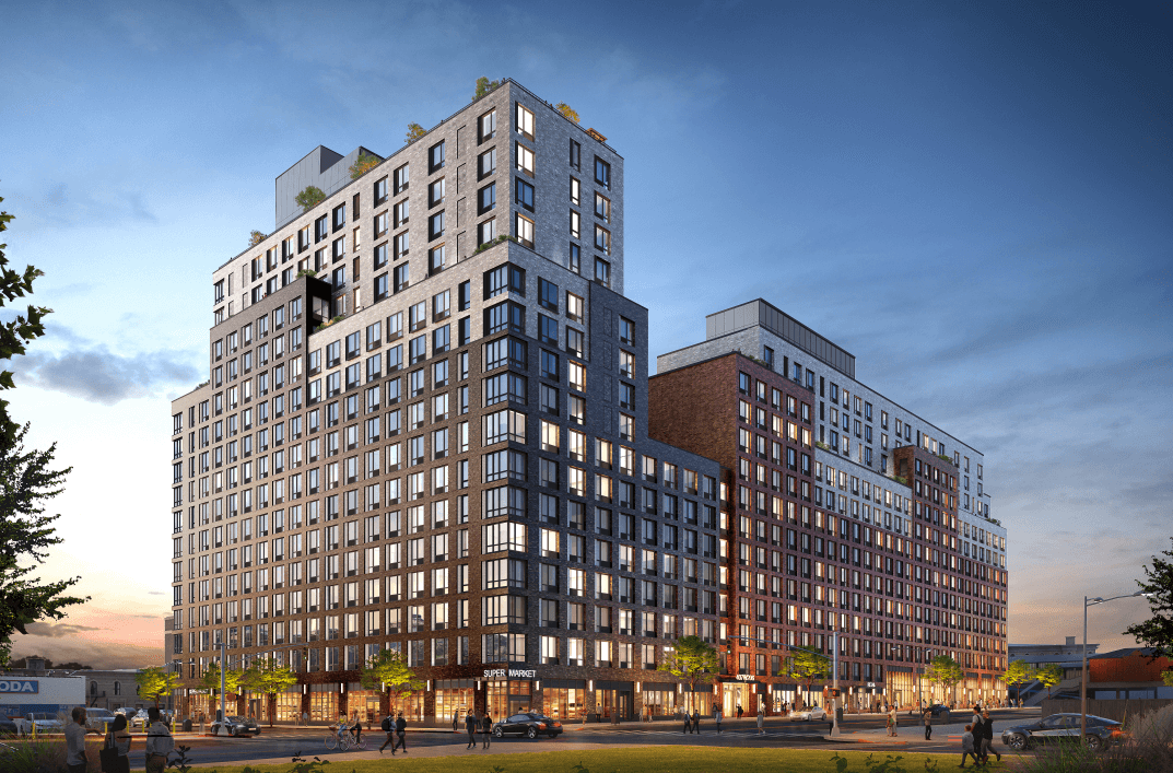 A rendering of the two buildings in Inwood, Manhattan A rendering of the two buildings in Inwood, Manhattan