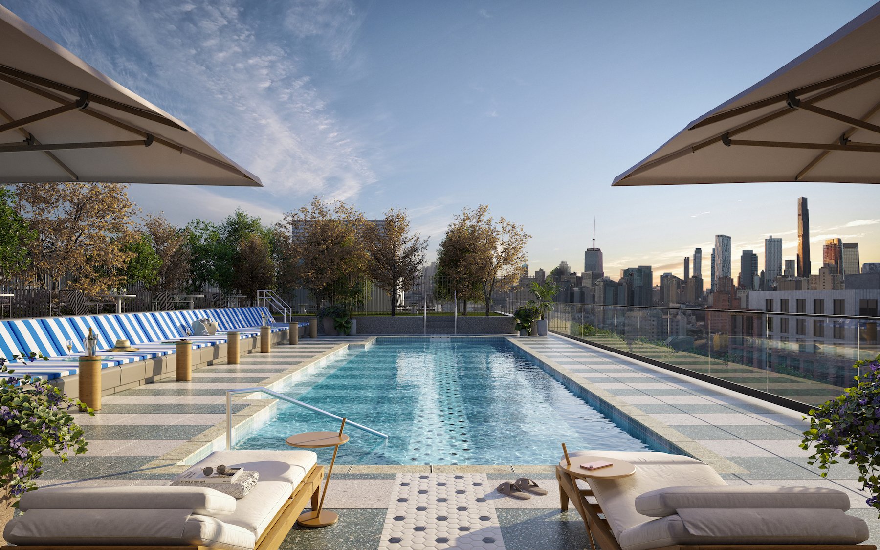 A rending of the roof deck and pool at Union Channel. A rending of the roof deck and pool at Union Channel.