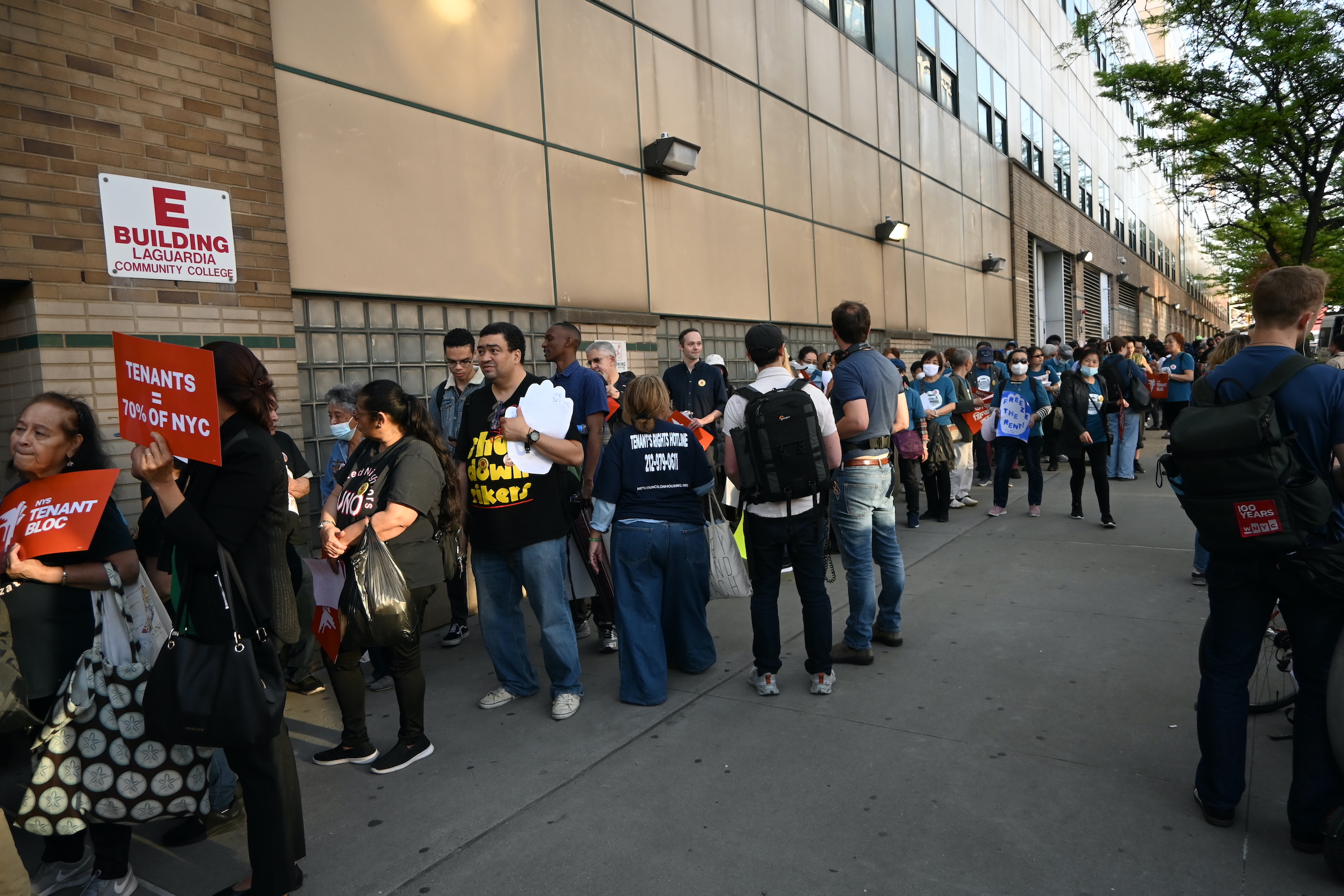Tenants stood in line outside LaGuardia Community College to get into the RGB vote.