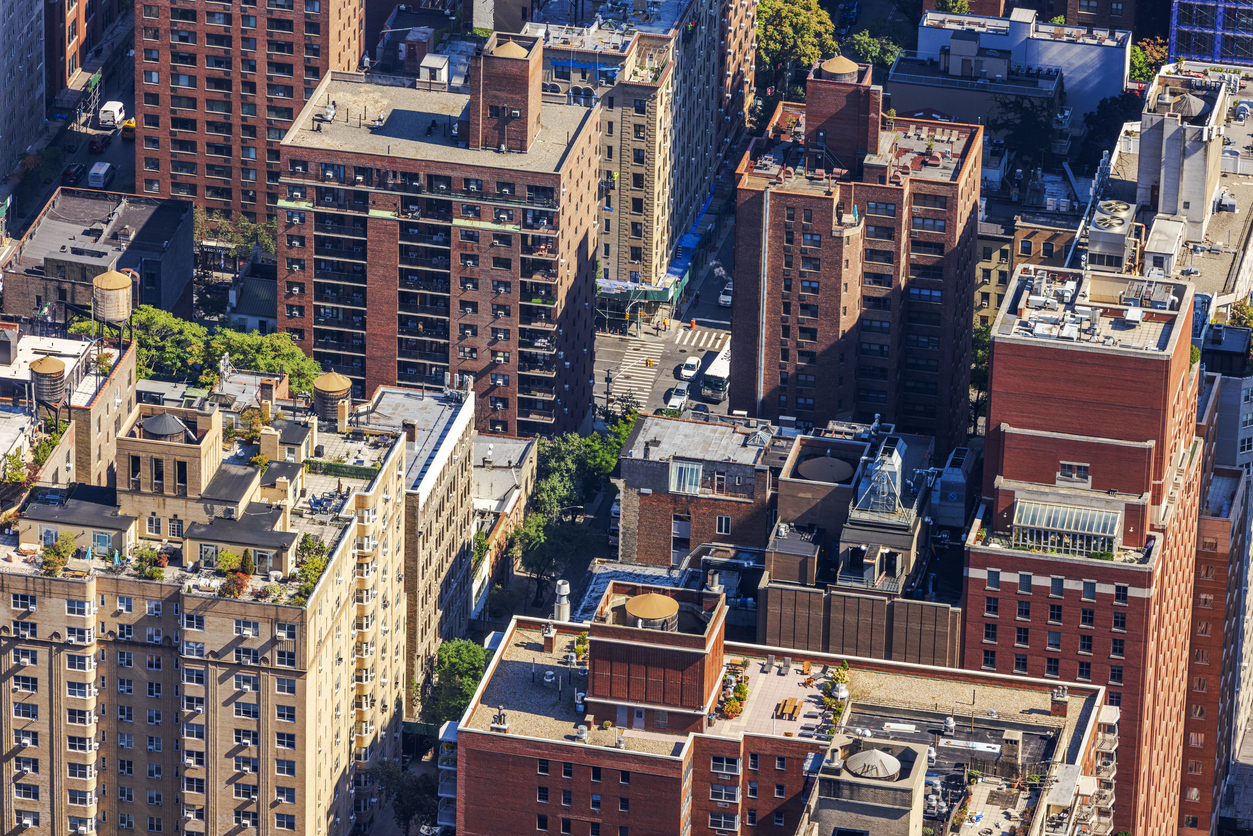 Aerial view of NYC residential buildings