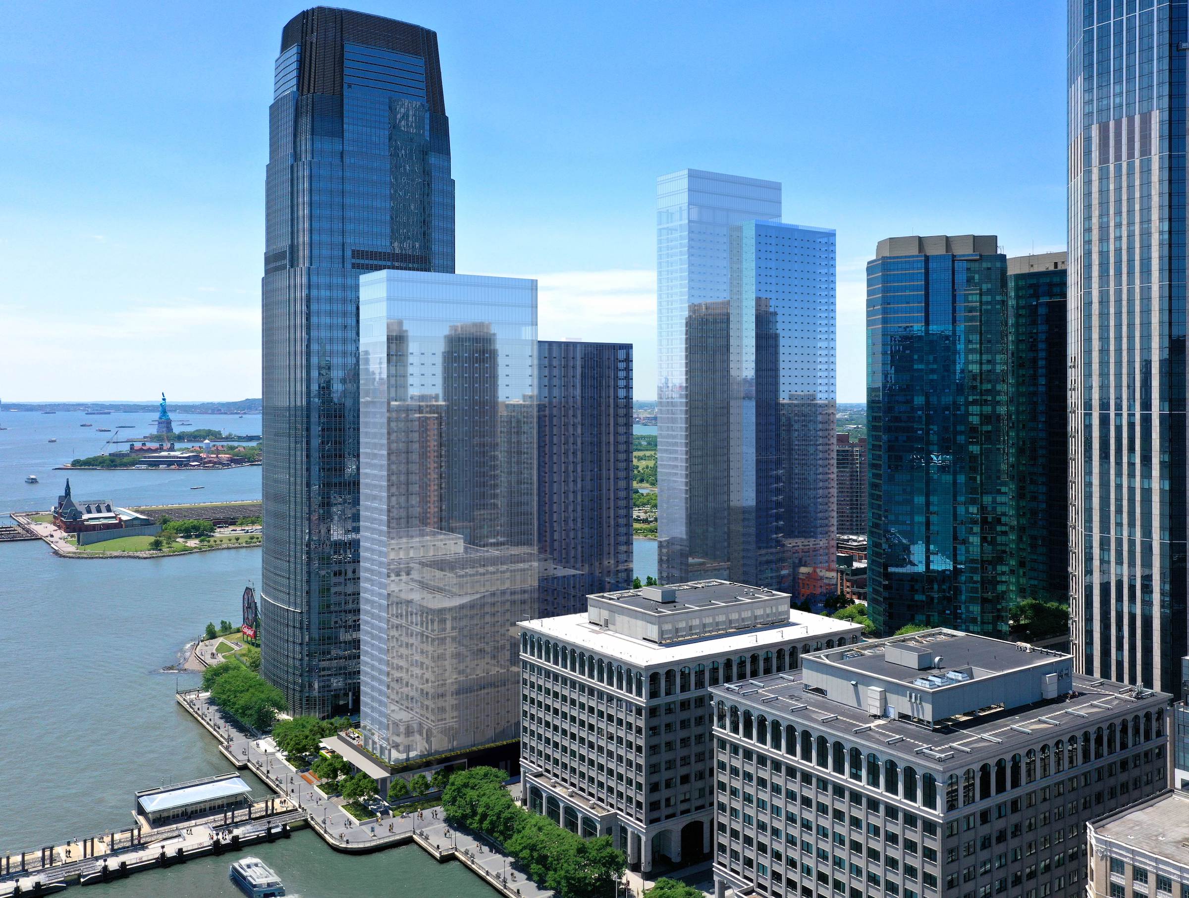 Two towers at 50 and 55 Hudson St. in Jersey City will add nearly 3,000 total units when completed. The sites are adjacent to the Paulus Hook Ferry terminal. Two towers at 50 and 55 Hudson St. in Jersey City will add nearly 3,000 total units when completed. The sites are adjacent to the Paulus Hook Ferry terminal.
