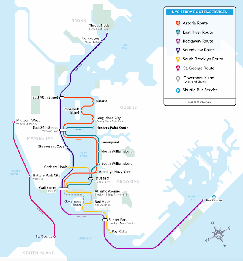 Current routes for NYC Ferry. Current routes for NYC Ferry.