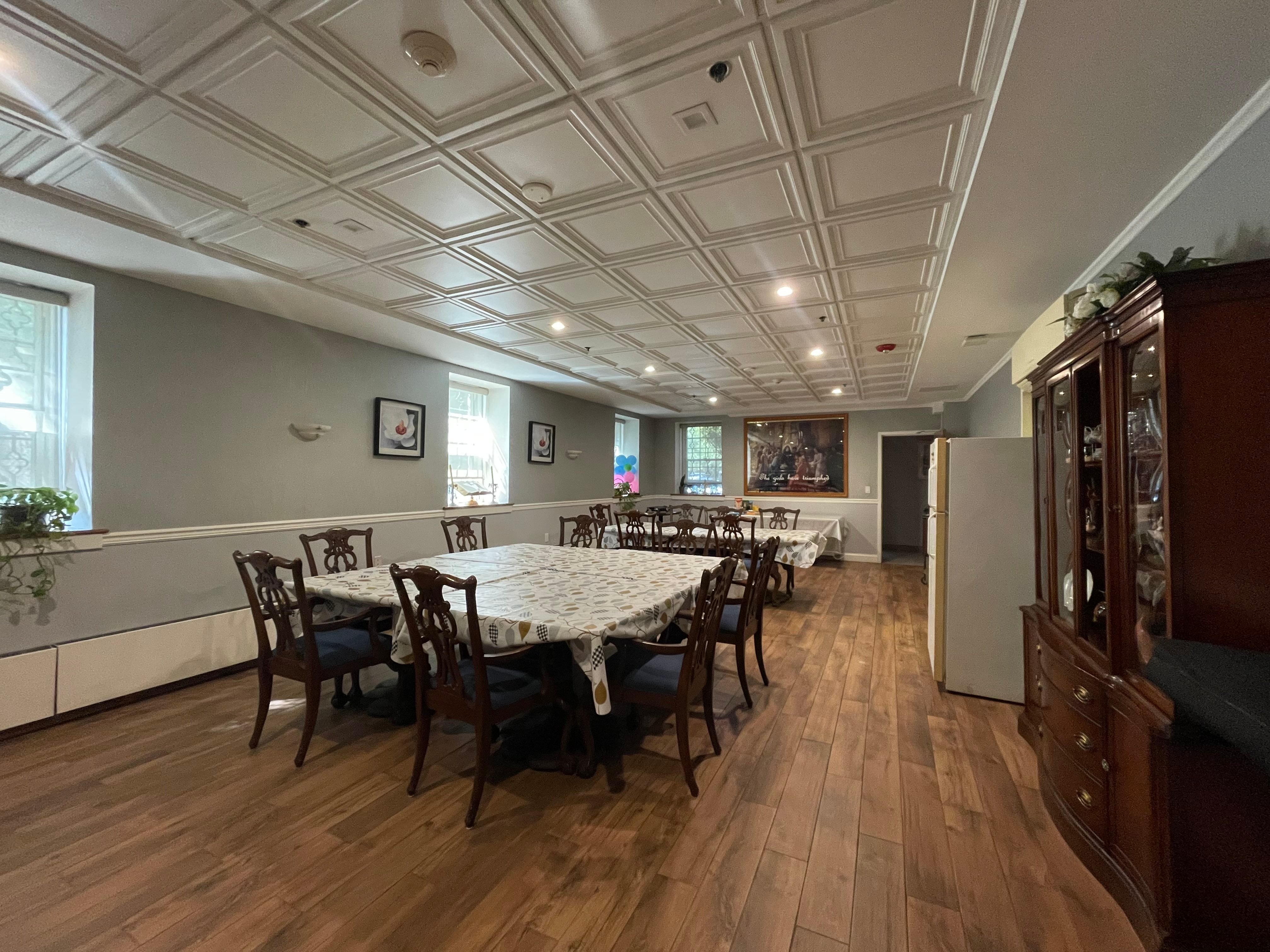 Nuns cook breakfast for all the women living at Centro Maria. A photo of the dining room at Centro Maria.