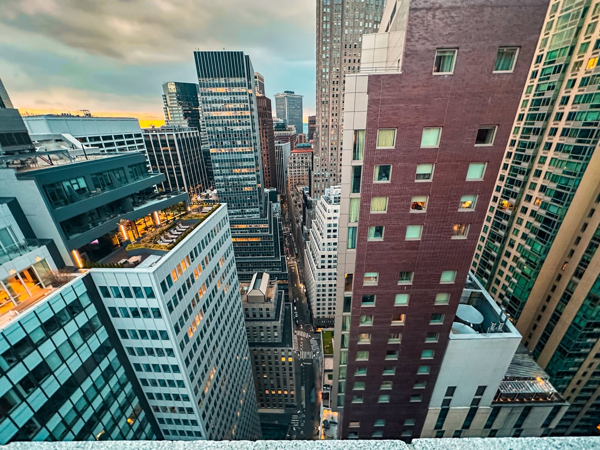 Aerial view of Manhattan residential buildings