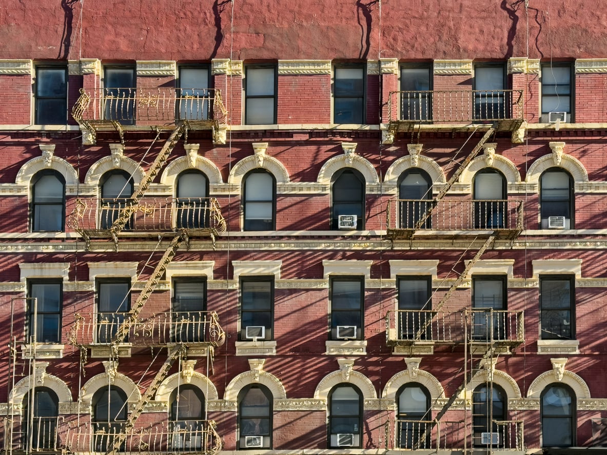 Brick exterior of a building in Chelsea, Manhattan