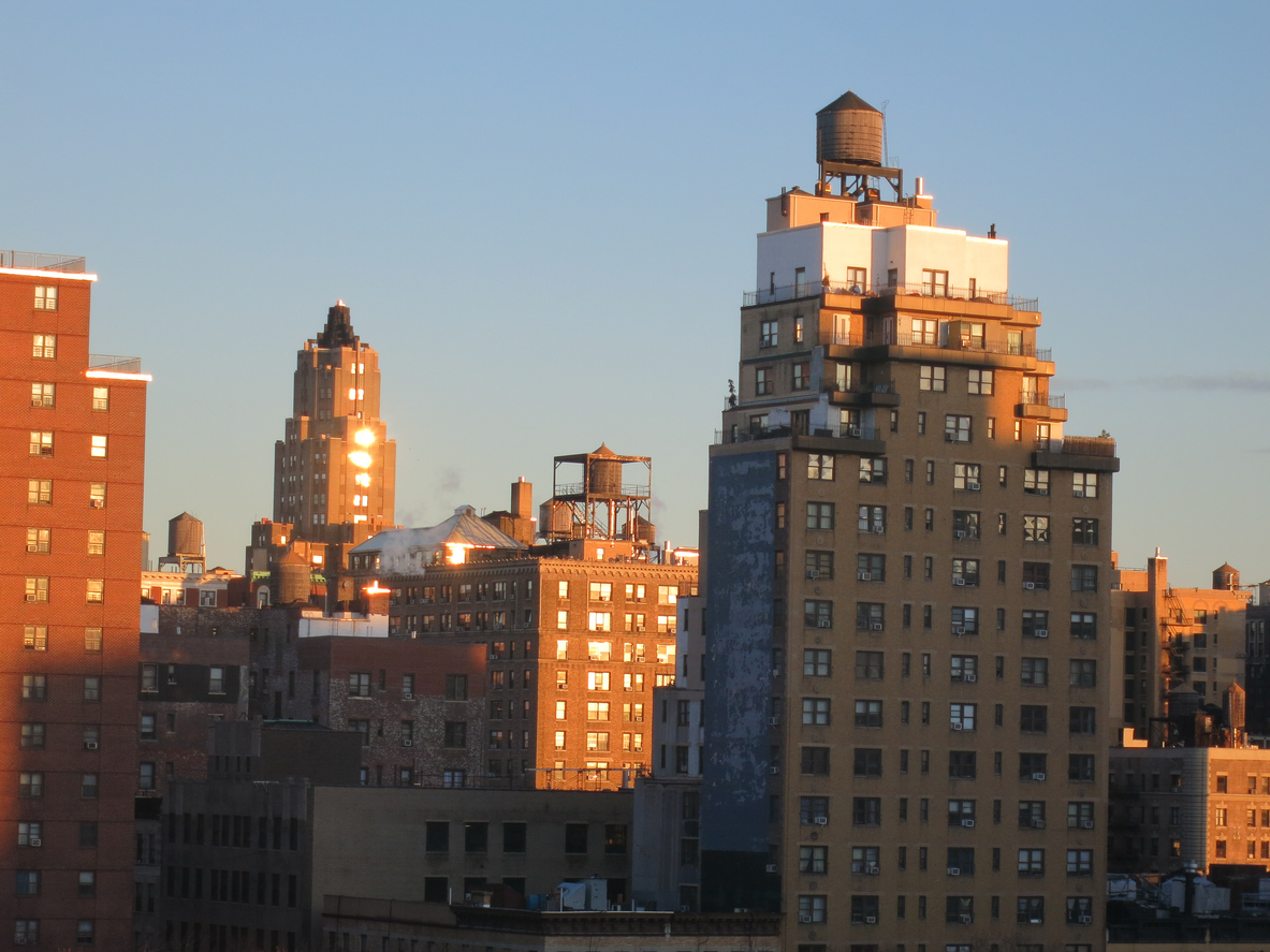 Manhattan downtown skyline at sunrise