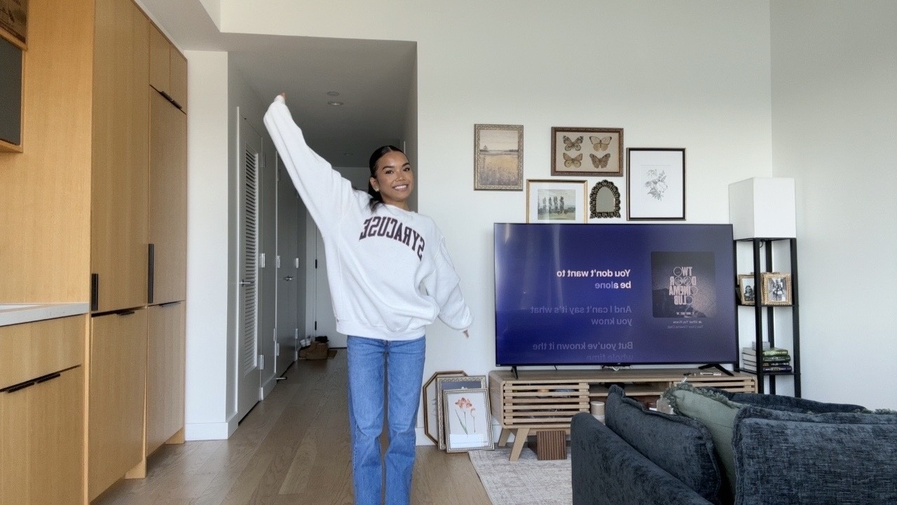 Grace in her Greenpoint apartment