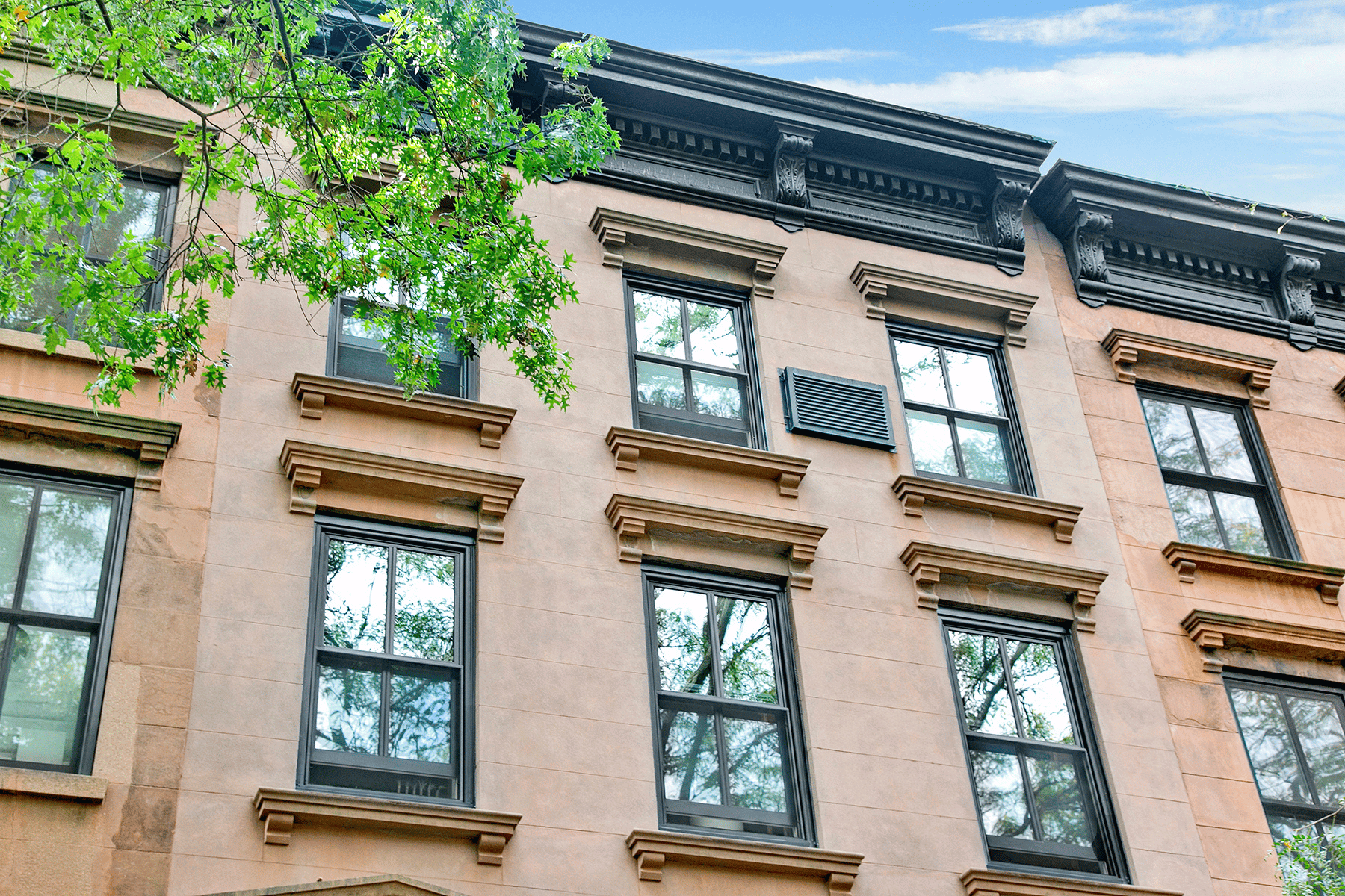 Modern windows matched with a stone facade