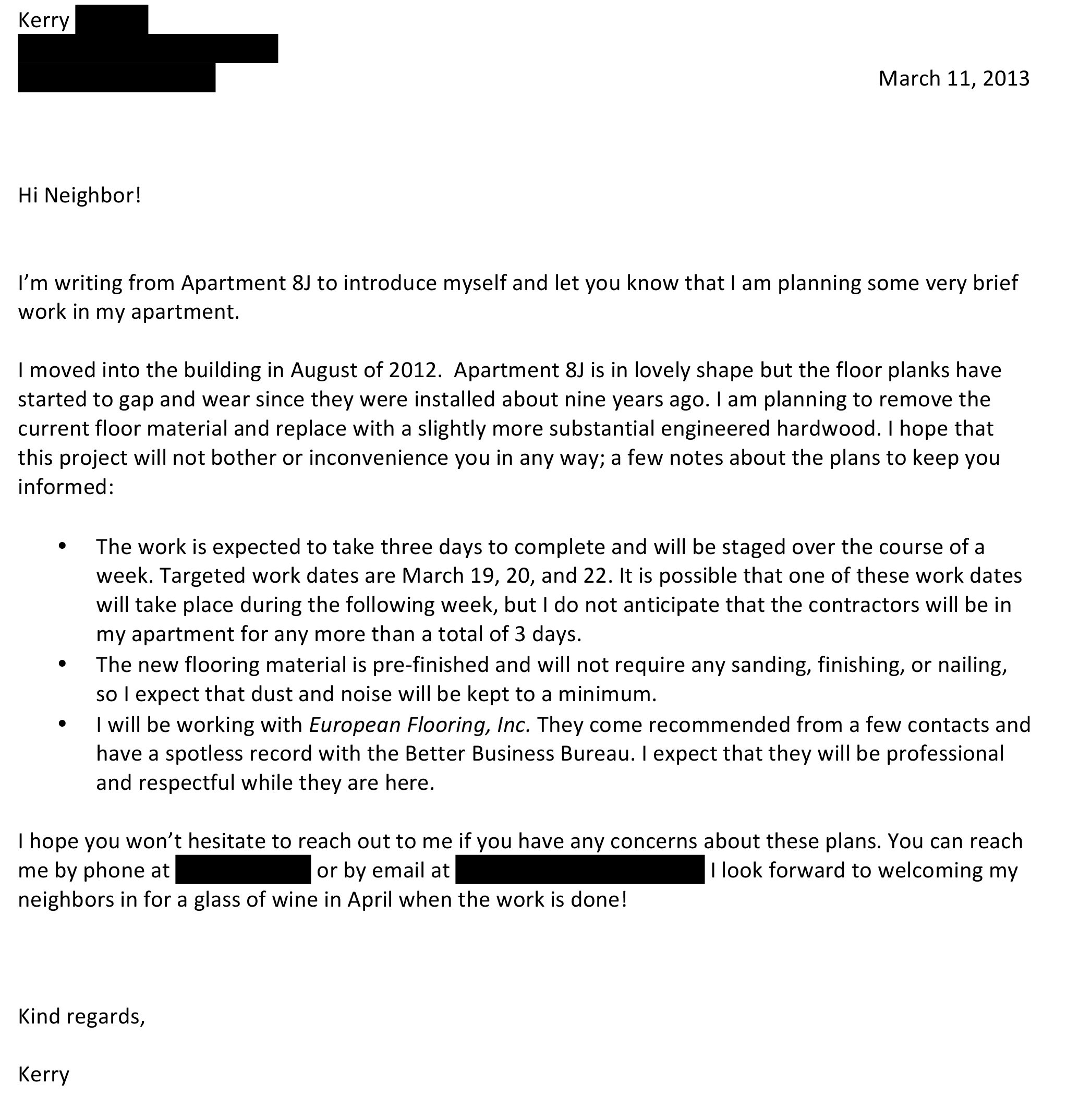 application letter for house renovation