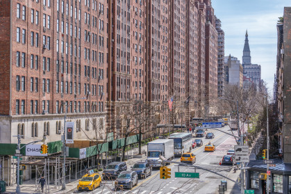 02 April 2019: Corner of W 23th Street and 10th Avenue, Manhattan, New York, USA.