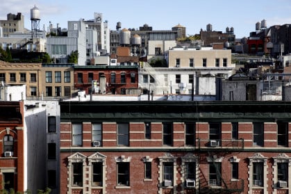 High up views of SoHo district in New York City.