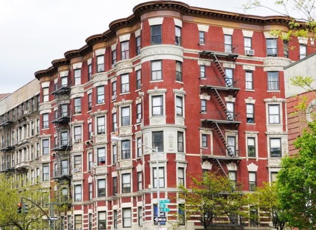 Red brick apartment building Harlem NYC