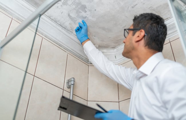 insurance adjuster inspecting mold