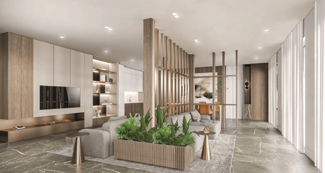A rendering of the lobby at 375 Dean Street. A rendering of the lobby at 375 Dean Street.
