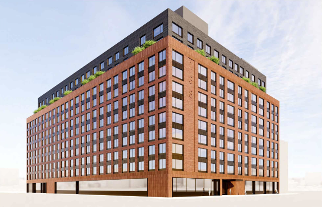 A rendering of the 12-story building at 138 Bruckner Boulevard. A rendering of the 12-story building at 138 Bruckner Boulevard.