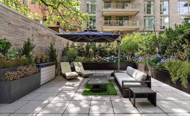 A one-bedroom condo with a 800-square-foot landscaped terrace in Hell's Kitchen A one-bedroom condo with a 800-square-foot landscaped terrace in Hell's Kitchen