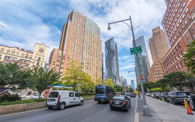 Apartment buildings on Flatbush Avenue in Brooklyn.