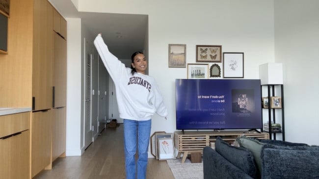 Grace in her Greenpoint apartment