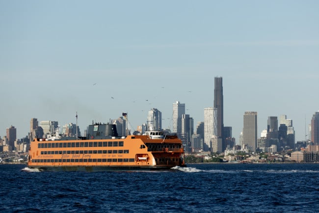 NYC harbor with Staten Island ferry