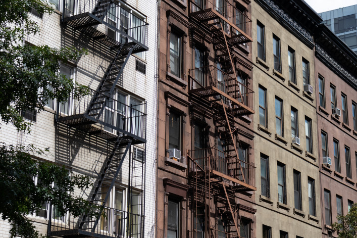 Residential Buildings with Fire Escapes on the Upper East Side of New York City