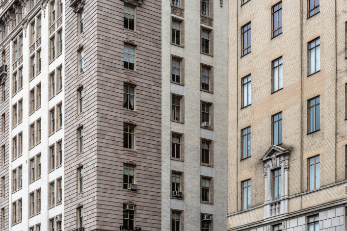 Window pattern in facade of residential buildings 