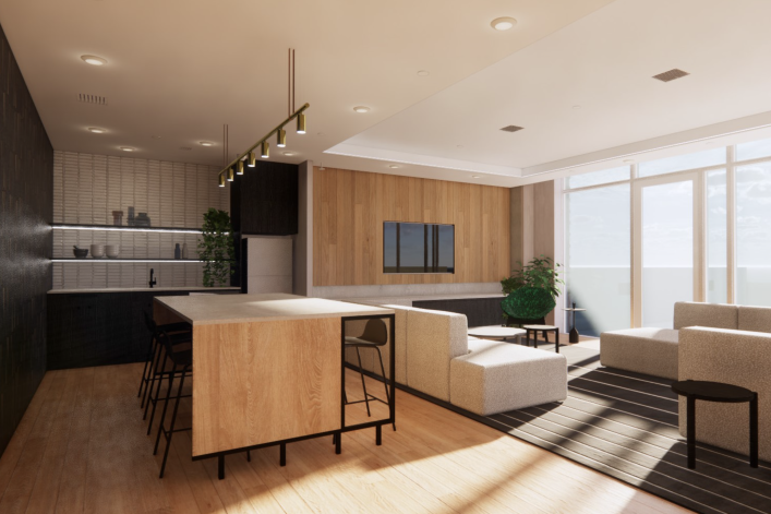 sunlit kitchen living room modern style