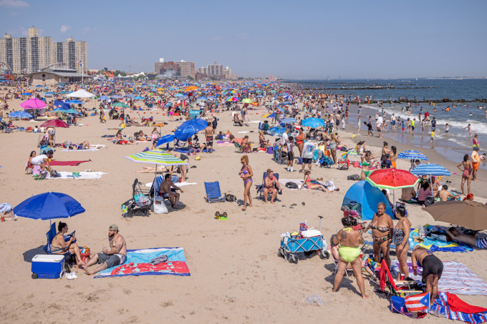 Crowded beach at Coney Island