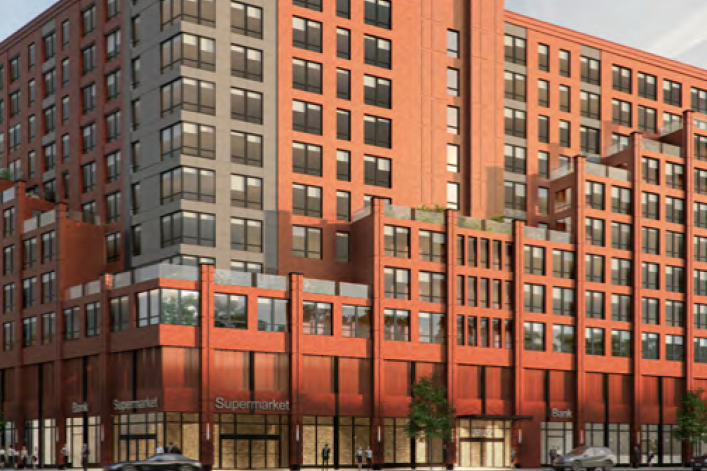 a rendering of the new forest hills affordable development