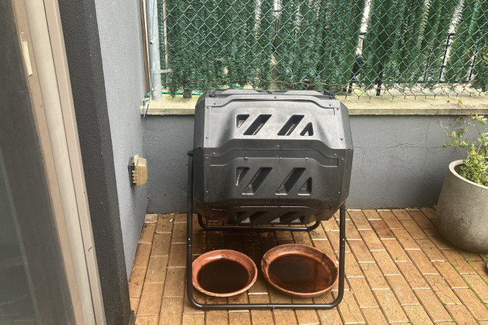 The author's two-chamber composter.