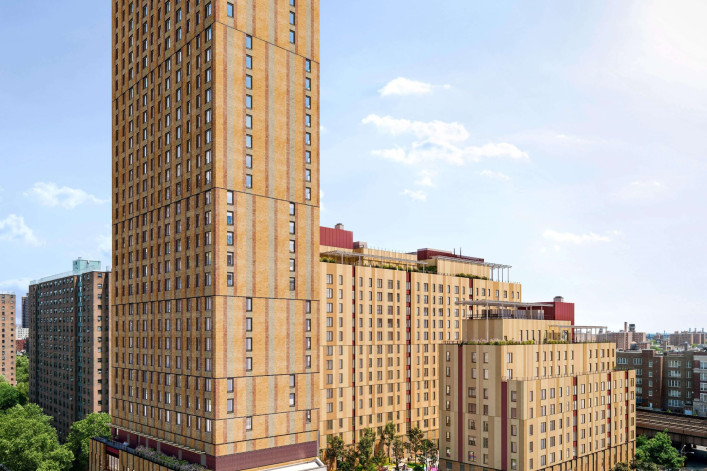 A rendering of the 34-story building at 50 East 112th St.