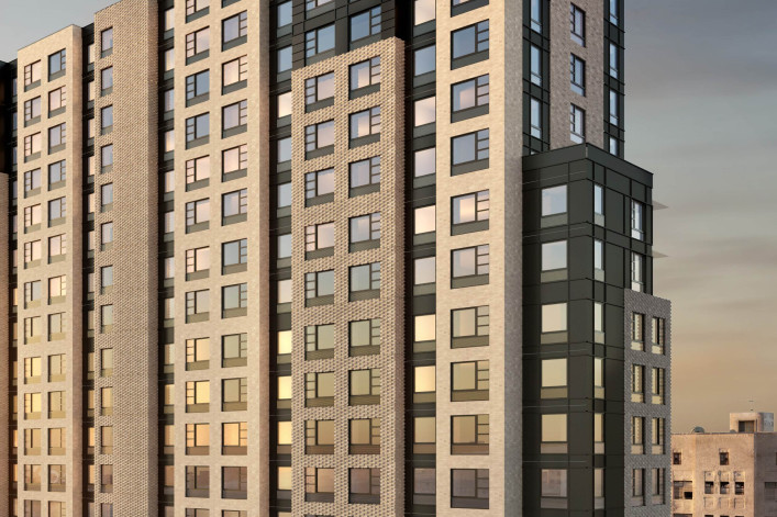 A rendering of the 19-story building at 1160 River Ave. in the West Concourse section of The Bronx.