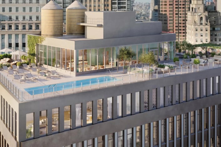 A rendering of the roof deck at 55 Broad Street. A rendering of the roofdeck at 55 Broad Street.