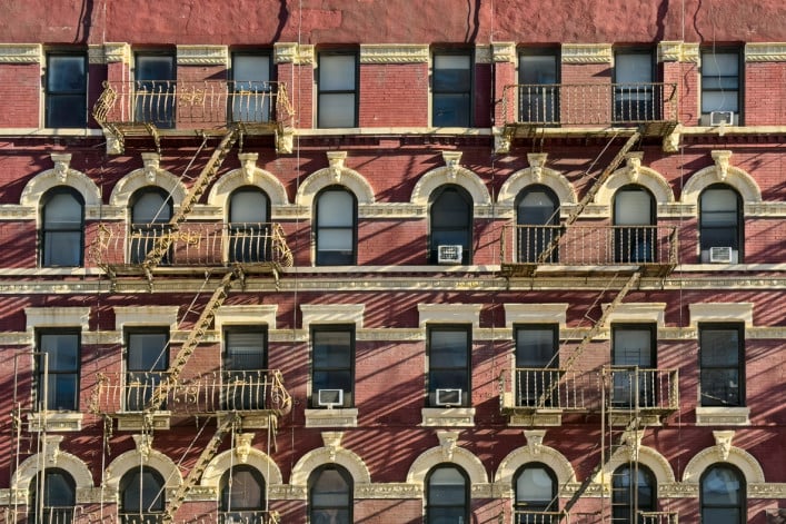 Brick exterior of a building in Chelsea, Manhattan